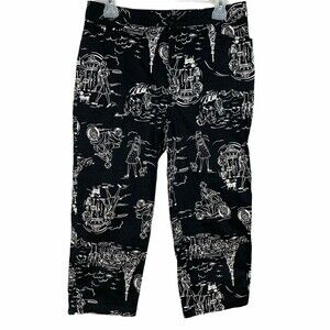 Vintage Bill Blass Capri Women 10 Front Pockets French Scene Design Cotton Lycra